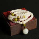FengshuiCo White Jade Bodhi Lotus Bud Mala Harmony Necklace Bracelet